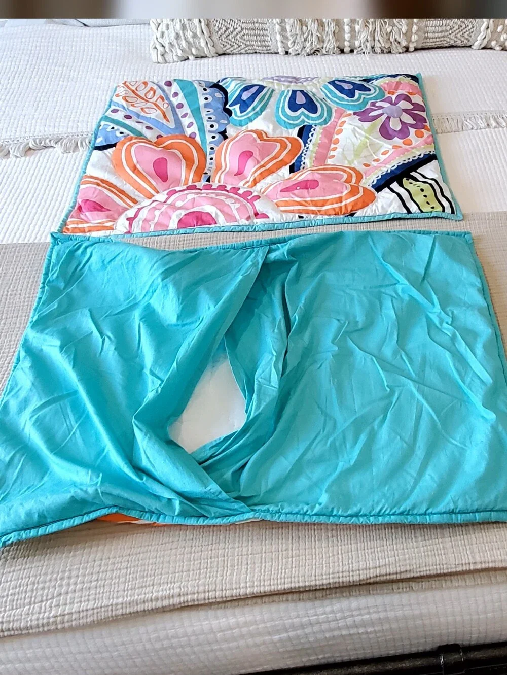Pottery Barn Teen Cotton Quilted Retro Floral Pillow Sham Set, Standard, EUC